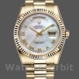 Replica Rolex Day-Date 36mm Unisex-118238-White Mother of Pearl-Roman Dial MOP