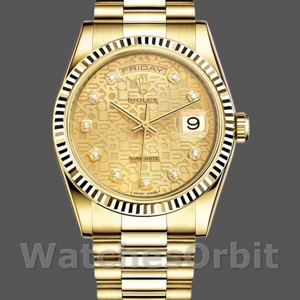 Replica Rolex Day-Date 36mm Unisex-118238 Geelgoud-Champagne Jubileum Diamond Dial Champagne