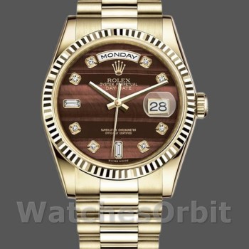 Replica Rolex Day-Date 36mm Unisex-118238 Geelgoud-Diamant Bulls Eye Dial Bulls Eye