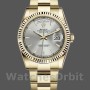 Replica Rolex Day-Date 36mm voor heren-118238 Geelgoud-Zilveren wijzerplaat Geribbelde lunette Zilver