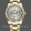 Replica Rolex Day-Date 36mm Unisex-118238 Geelgoud-Zilver Diamanten Wijzerplaat Zilver