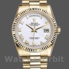 Replica Rolex Day-Date 36mm Unisex-118238 Geelgoud-Witte Wijzerplaat-Gefleerde Ring Wit<br />