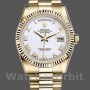 Replica Rolex Day-Date 36mm Unisex-118238 Geelgoud-Witte Wijzerplaat-Gefleerde Ring Wit<br />