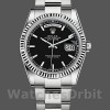 Replica Rolex Day-Date 36mm Unisex-118239-Zwarte wijzerplaat-Gefleerde lunette Zwart