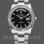 Replica Rolex Day-Date 36mm Unisex-118239-Zwarte wijzerplaat-Gefleerde lunette Zwart