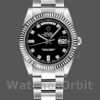 Replica Rolex Day-Date 36mm Unisex-118239-Zwarte Diamanten Wijzerplaat Zwart<br />