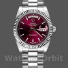 Replica Rolex Day-Date 36mm voor dames-118239-Kersrode wijzerplaat-Geflutste ring Kers