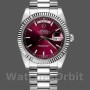 Replica Rolex Day-Date 36mm voor dames-118239-Kersrode wijzerplaat-Geflutste ring Kers