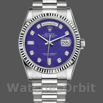 Replica Rolex Day-Date 36mm unisex-118239-Diamond-Lapis Lazuli Blue Dial Blauw
