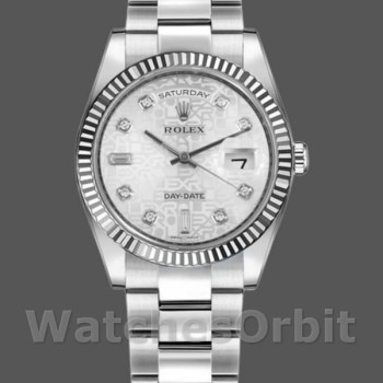 Replica Rolex Day-Date 36mm Unisex-118239-Jubileum-zilveren wijzerplaat Zilver