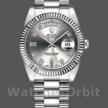 Replica Rolex Day-Date 36mm unisex-118239-Rhodium Grijze wijzerplaat<br />
