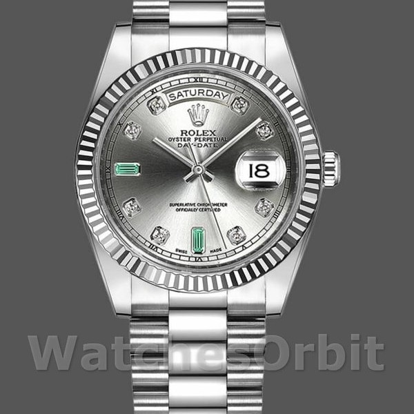 Replica Rolex Day-Date 36mm unisex-118239-Rhodium Grijze wijzerplaat<br />