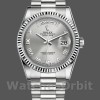 Replica Rolex Day-Date 36mm unisex-118239-Rhodium Roman Dial-Wit Goud Rhodium