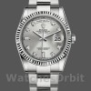 Replica Rolex Day-Date 36mm Unisex-118239-Zilver Diamond Dial-Gefleerde Bezel Zilver
