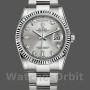 Replica Rolex Day-Date 36mm Unisex-118239-Zilver Diamond Dial-Gefleerde Bezel Zilver