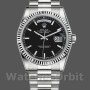 Replica Rolex Day-Date 36mm Unisex-118239-Witgoud-Zwarte Wijzerplaat-Gefleerde Ring Zwart