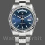 Replica Rolex Day-Date 36mm Unisex-118239-Witgoud-Blauwe Wijzerplaat-Gefleerde Ring Blauw