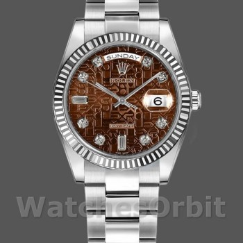 Replica Rolex Day-Date 36mm Unisex-118239-Witgoud-Jubileum-Chocoladebruine Wijzerplaat Bruin
