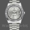 Replica Rolex Day-Date 36mm Unisex-118239-Wit goud-Zilveren wijzerplaat-Gefleerde lunette Zilver