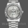 Replica Rolex Day-Date 36mm Unisex-118239-Wit goud-Zilveren wijzerplaat-Gefleerde lunette Zilver