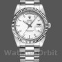 Replica Rolex Day-Date 36mm Unisex-118239-Wit goud-Witte wijzerplaat-Gefleerde lunette Wit