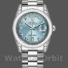 Replica Rolex Day-Date 36mm unisex-118296-platina-ijsblauwe wijzerplaat-diamant ijsblauw