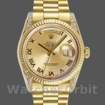 Replica Rolex Day-Date 36mm voor heren-118338-Champagne wijzerplaat-Romeinse cijfers Champagne