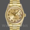 Replica Rolex Day-Date 36mm Unisex-118338-Champagne Roman Dial-Diamond Bezel Champagne