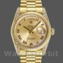 Replica Rolex Day-Date 36mm Unisex-118338-Champagne Roman Dial-Diamond Bezel Champagne