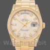 Replica Rolex Day-Date 36mm voor heren-118338 Geelgoud-Zilveren wijzerplaat Zilver