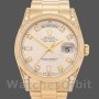 Replica Rolex Day-Date 36mm voor heren-118338 Geelgoud-Zilveren wijzerplaat Zilver