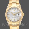 Replica Rolex Day-Date 36mm Unisex-118338 Geelgoud-Zilver Diamanten Wijzerplaat Zilver