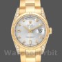 Replica Rolex Day-Date 36mm Unisex-118338 Geelgoud-Zilver Diamanten Wijzerplaat Zilver