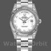 Replica Rolex Day-Date 36mm Unisex-118339-Wit goud-Witte wijzerplaat-Gefleerde lunette wit<br />