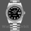 Replica Rolex Day-Date 36mm Unisex-118346-Zwarte Diamanten Wijzerplaat Zwart