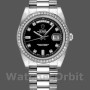 Replica Rolex Day-Date 36mm Unisex-118346-Zwarte Diamanten Wijzerplaat Zwart