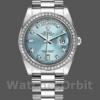 Replica Rolex Day-Date 36mm Unisex-118346-Ice Blue Dial Ijsblauw