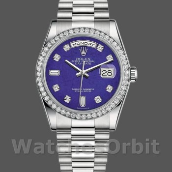 Replica Rolex Day-Date 36mm unisex-118346-Lapis Lazuli Blue Dial Blauw