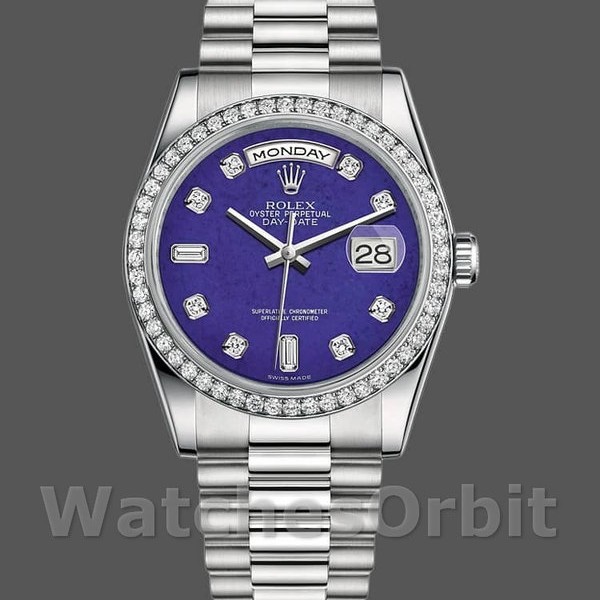 Replica Rolex Day-Date 36mm unisex-118346-Lapis Lazuli Blue Dial Blauw