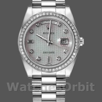 Replica Rolex Day-Date 36mm unisex-118346-Oxford Motief Diamond Dial Meteoriet<br />