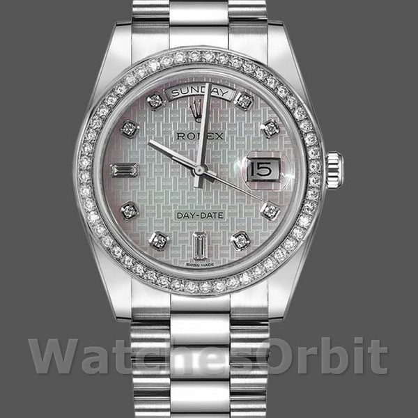Replica Rolex Day-Date 36mm unisex-118346-Oxford Motief Diamond Dial Meteoriet<br />