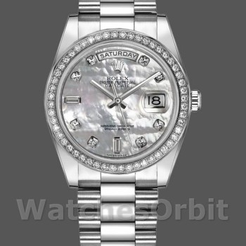 Replica Rolex Day-Date 36mm Unisex-118346-White MOP Dial MOP
