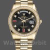 Replica Rolex Day-Date 36mm Unisex-118348-Zwart Diamond Dial Zwart<br />
