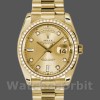 Replica Heren Rolex Day-Date 36mm Unisex-118348-Champagne Diamond Dial-Geel Goud