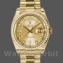 Replica Heren Rolex Day-Date 36mm Unisex-118348-Champagne Diamond Dial-Geel Goud