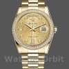 Replica Rolex Day-Date 36mm Unisex-118348-Champagne Jubilee Diamond Dial-Goud Champagne