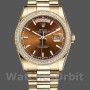 Replica Rolex Day-Date 36mm Unisex-118348-Chocoladebruine wijzerplaat-Geel Goud Chocoladebruin<br />