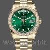 Replica Rolex Day-Date 36mm unisex-118348-Green Index Dial-Yellow Gold Green