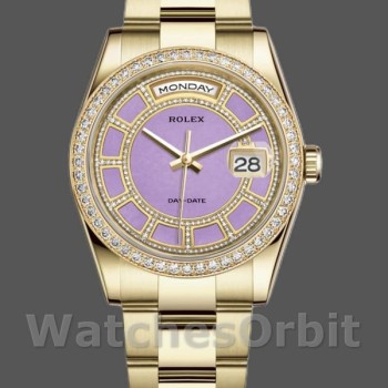 Replica Rolex Day-Date 36mm unisex-118348-Lavendel Jade Carrousel Dial-Geel Goud Lavendel<br />