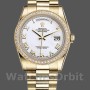 Replica Rolex Day-Date 36mm Unisex-118348-Witte Romeinse cijfers Wijzerplaat Wit<br />